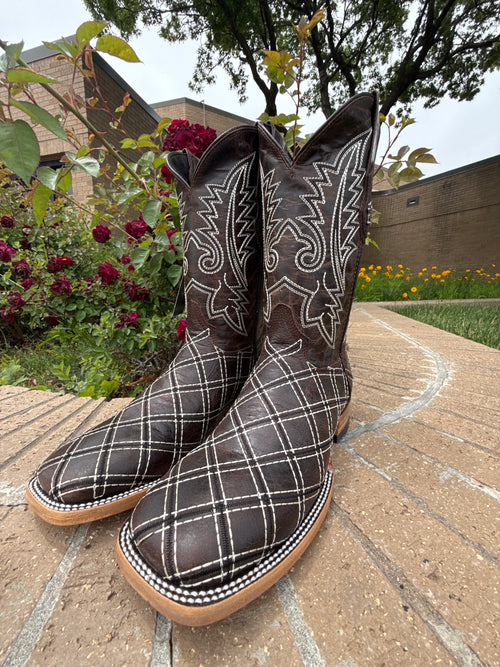 Patchwork Dark Brown Western Boots | Campos Boots Dumas TX