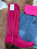 Pink rough out women boots