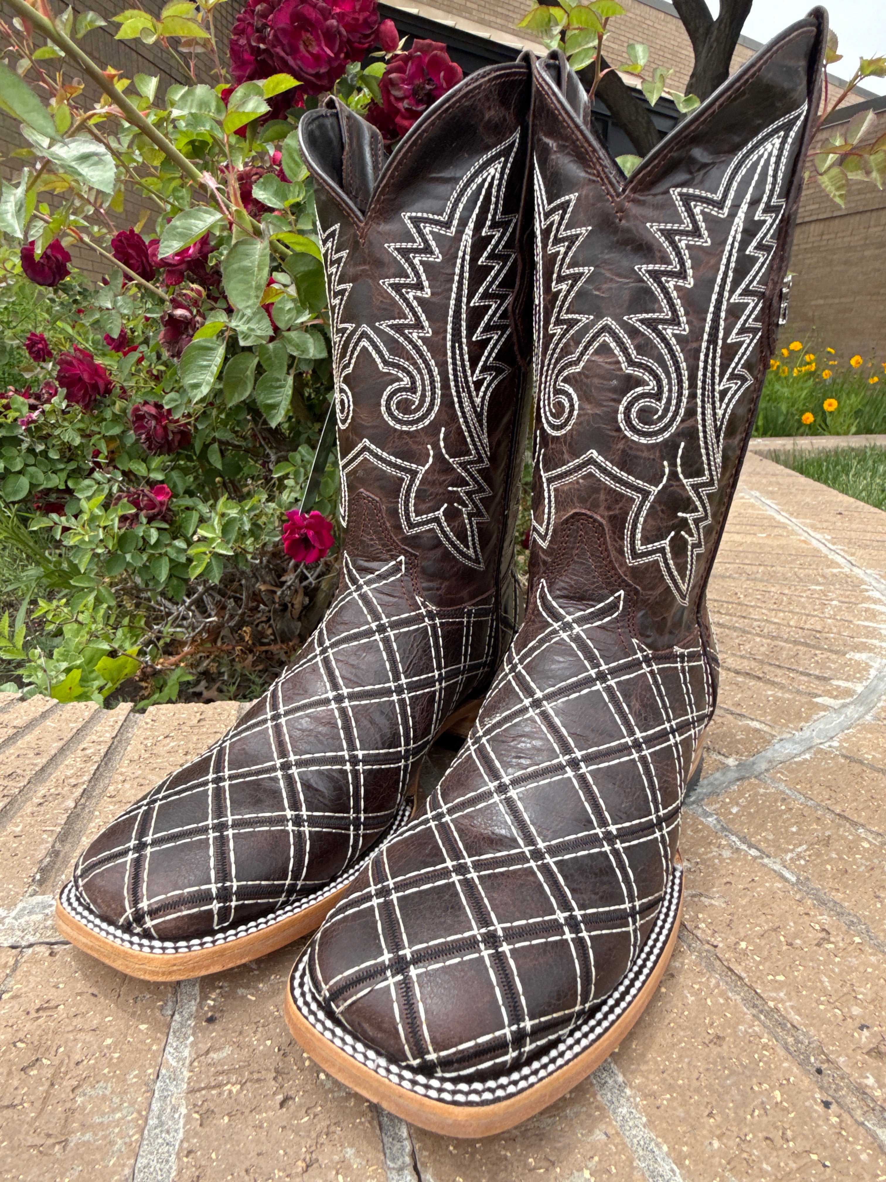 Patchwork Dark Brown Western Boots | Campos Boots Dumas TX