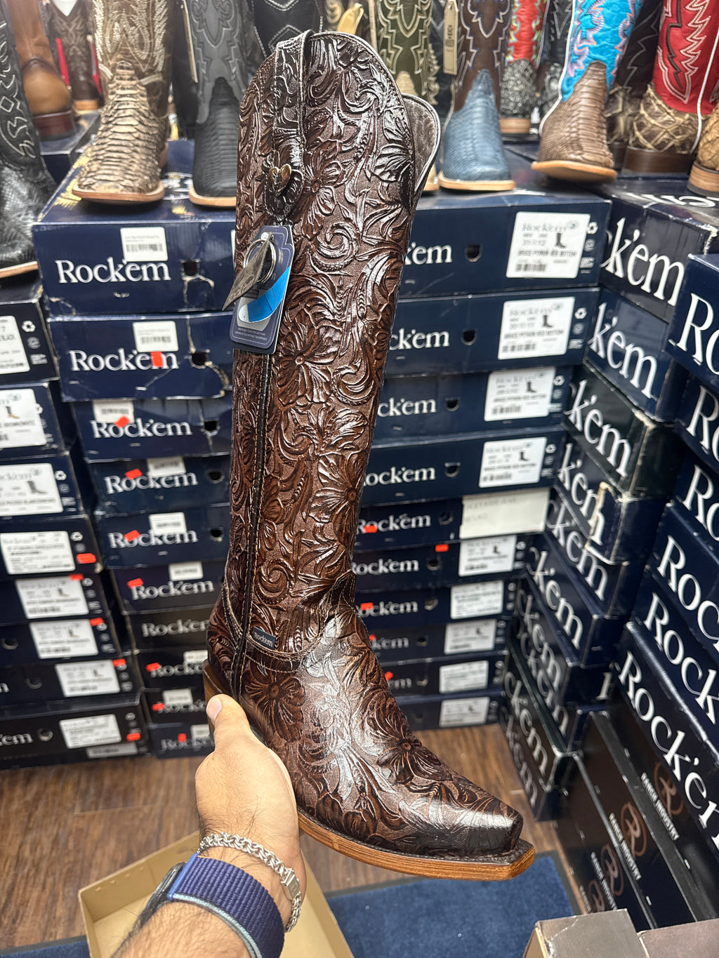 Nancy Tall Snip Toe Brown Western Boots | Campos Boots