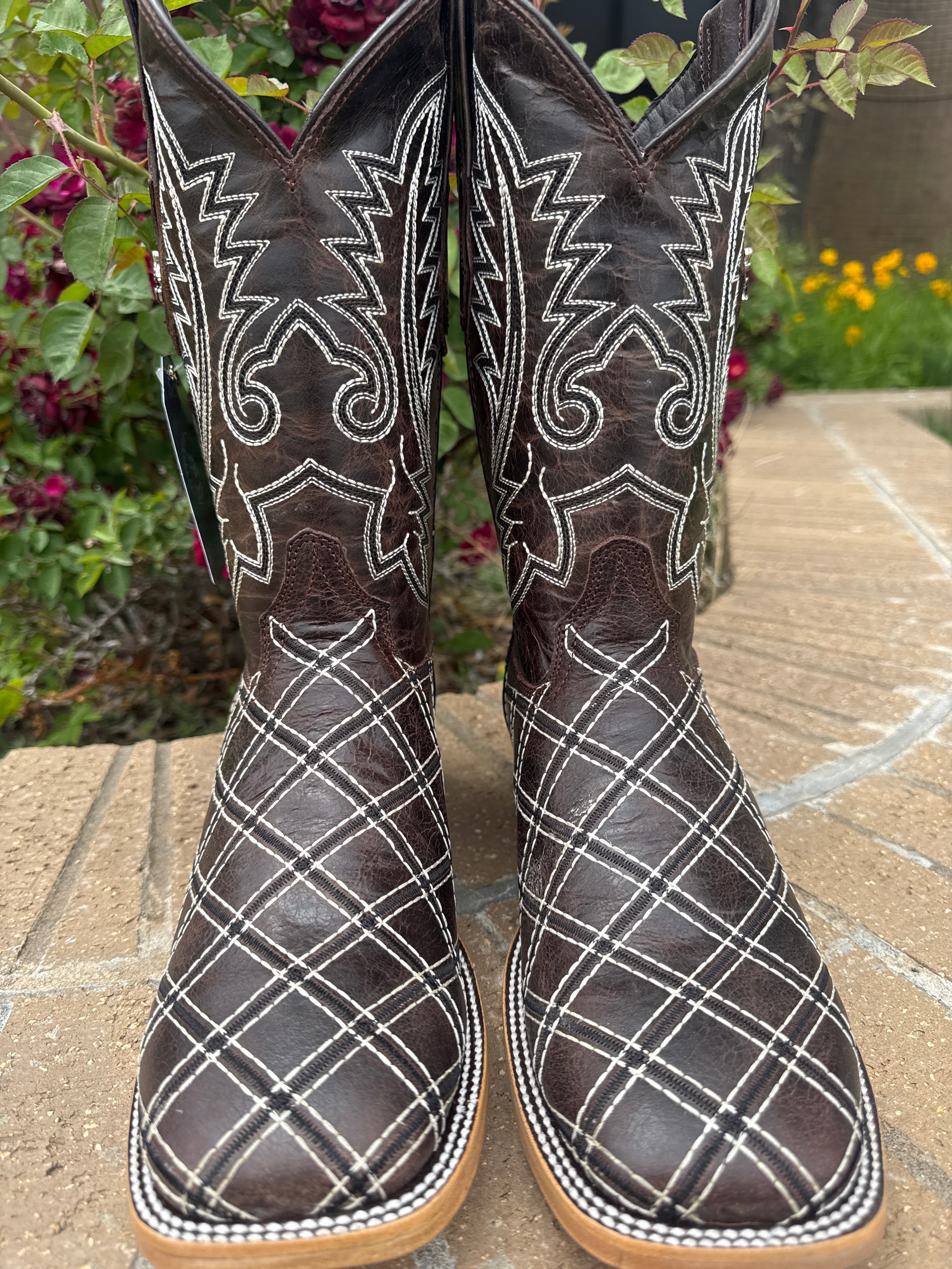Patchwork Dark Brown Western Boots | Campos Boots Dumas TX