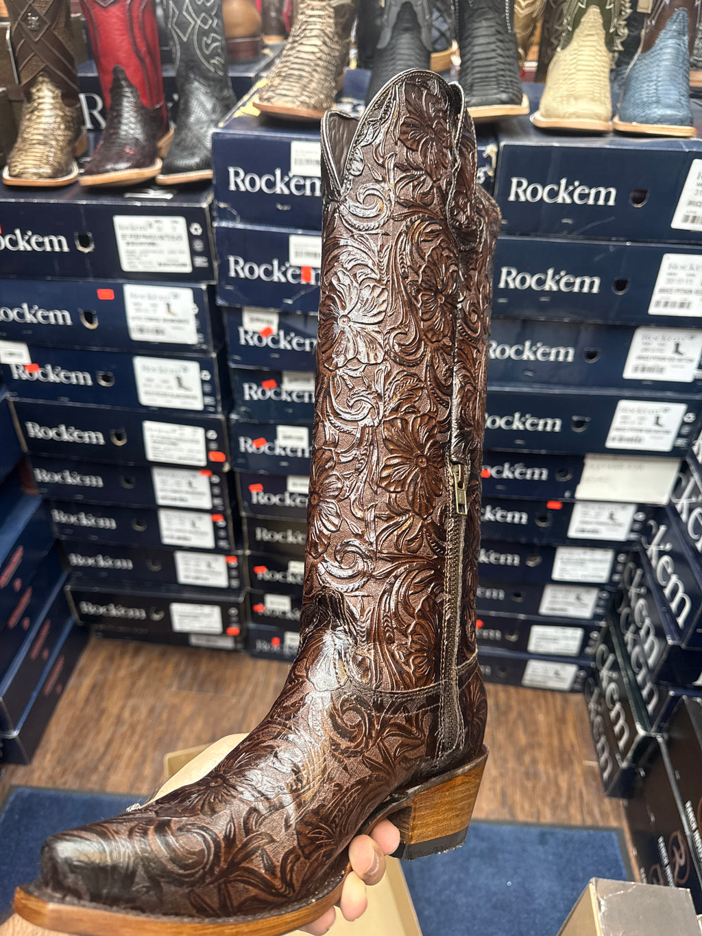 Nancy Tall Snip Toe Brown Western Boots | Campos Boots