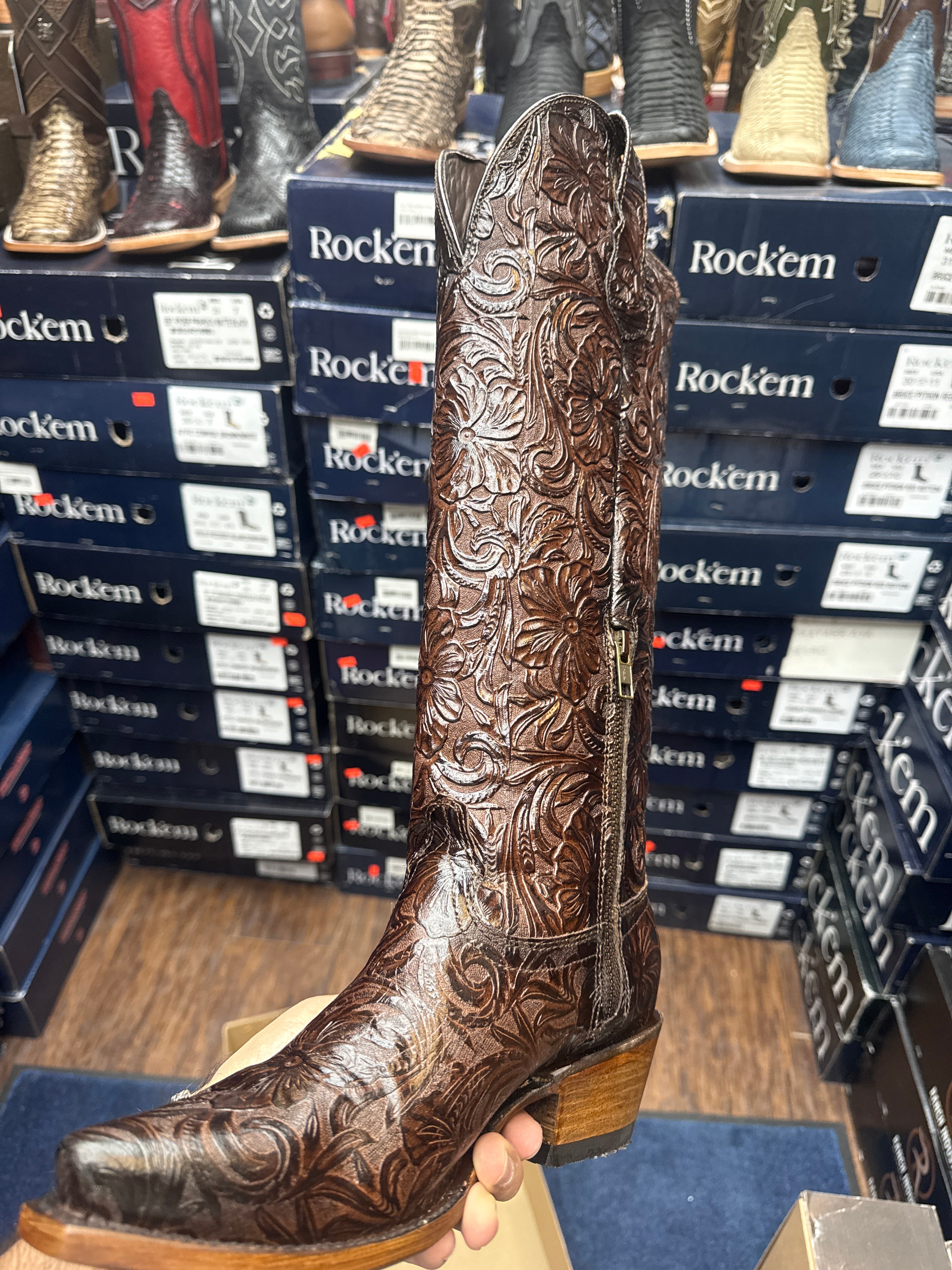 Nancy Tall Snip Toe Brown Western Boots | Campos Boots