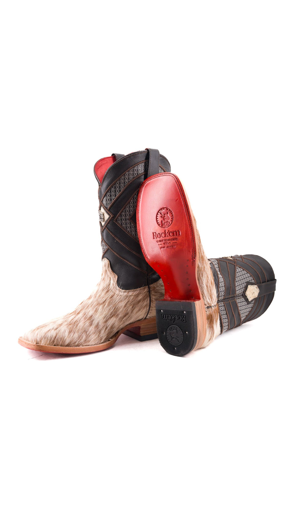 Prescott Cowhide Red Bottom Square Toe Cowboy Boot