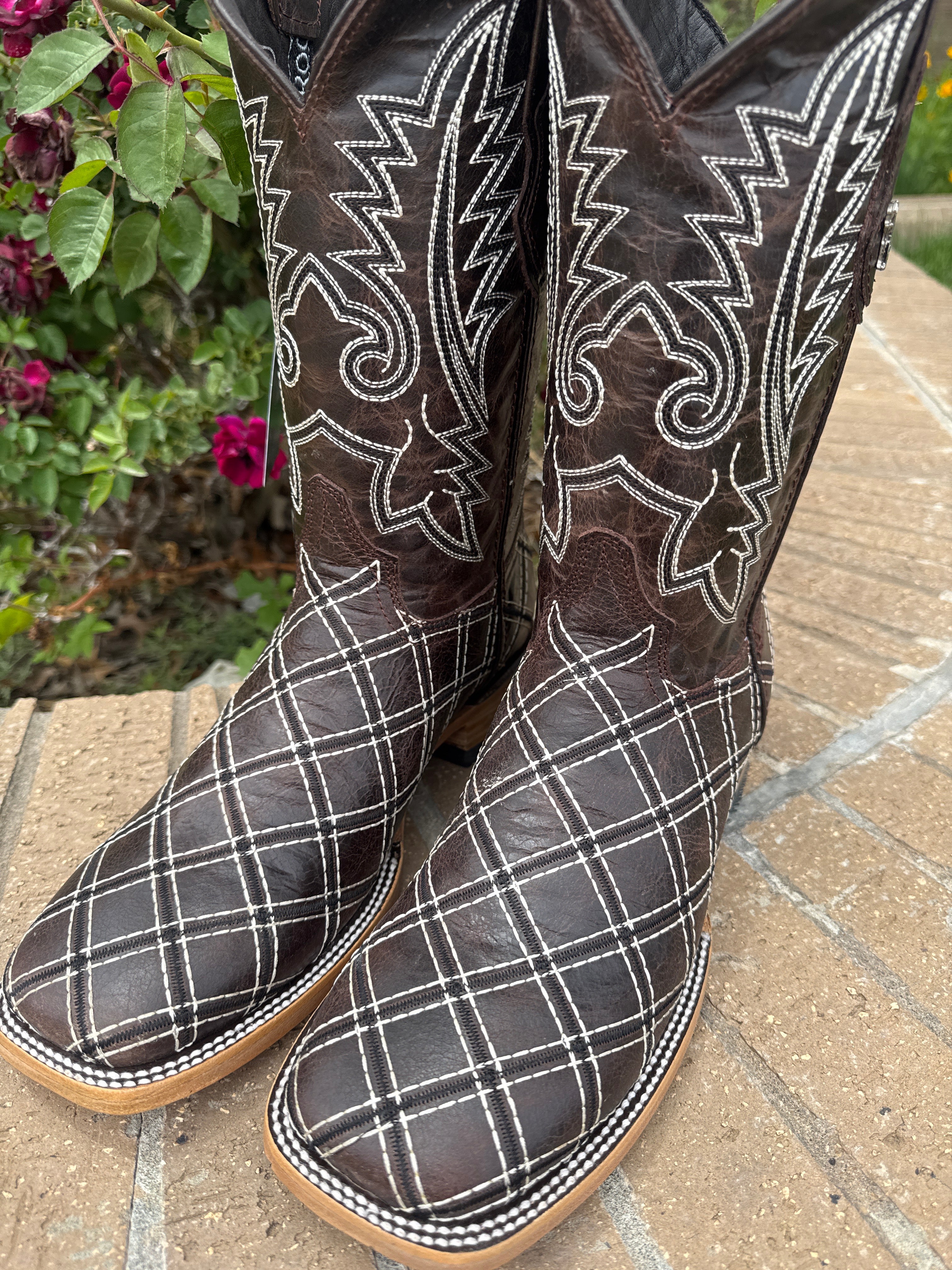 Patchwork Dark Brown Western Boots | Campos Boots Dumas TX