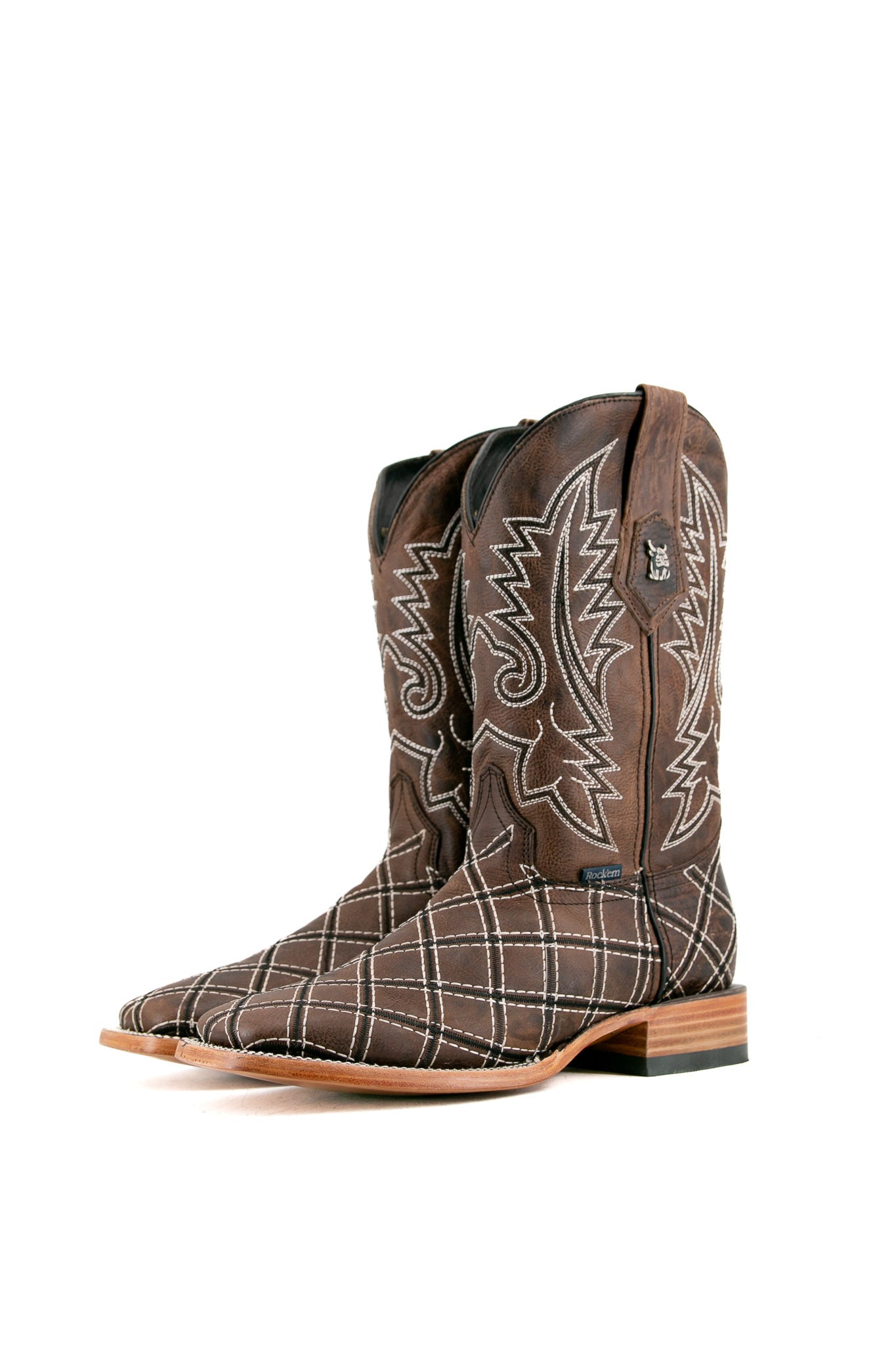 Roca Patchwork Square Toe Cowboy Boot - Paja