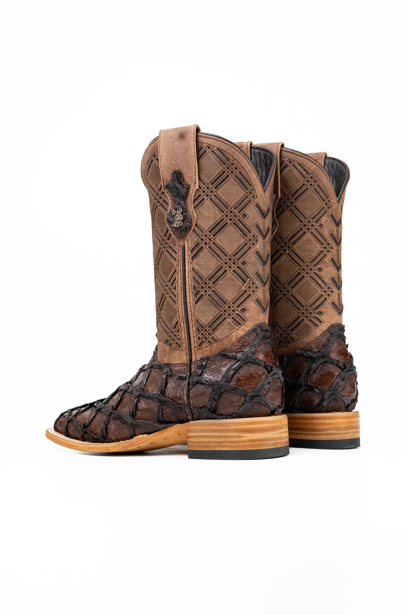Bradley Pirarucu Square Toe Cowboy Boot — Brown | Campos Boots
