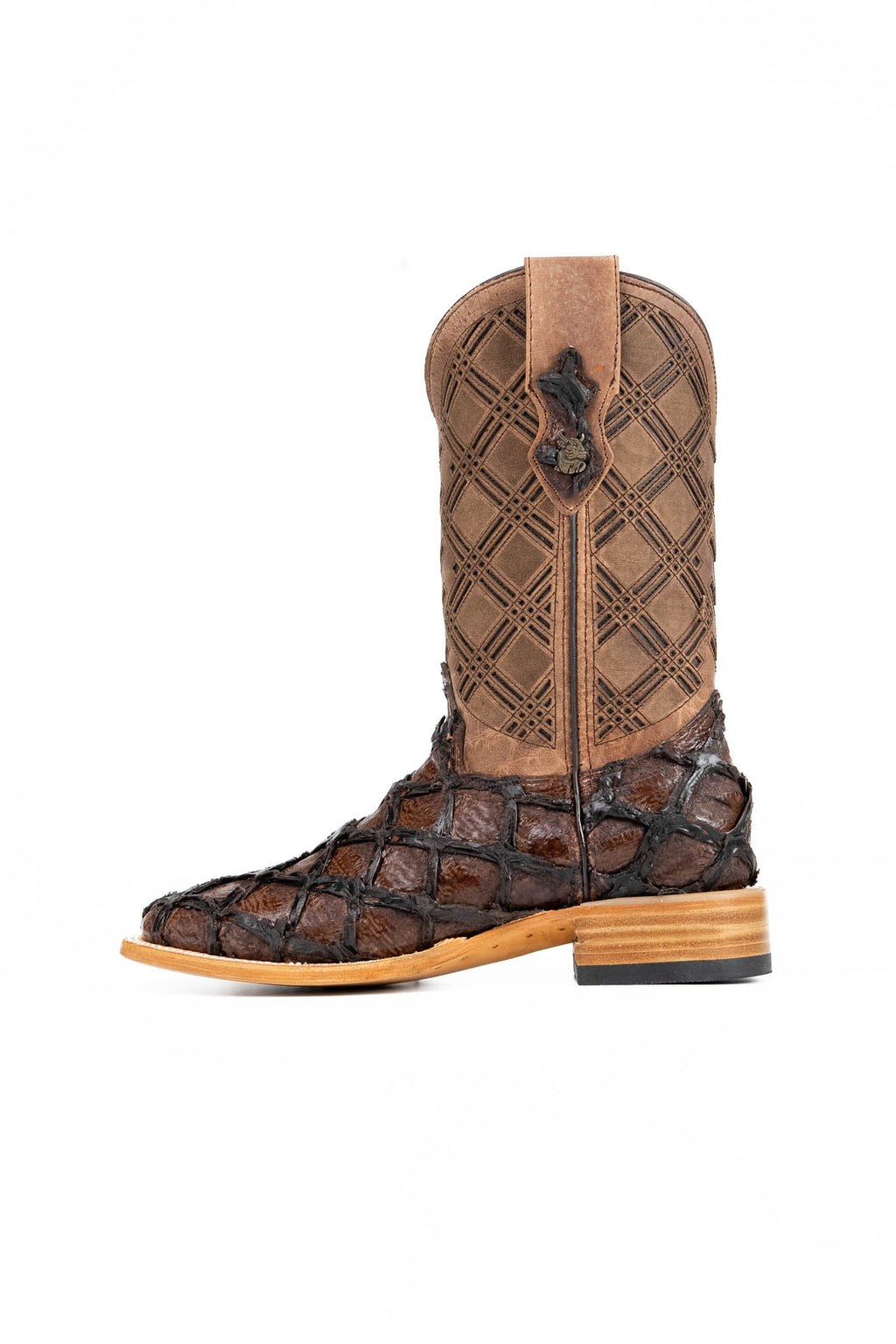 Bradley Pirarucu Square Toe Cowboy Boot — Brown | Campos Boots